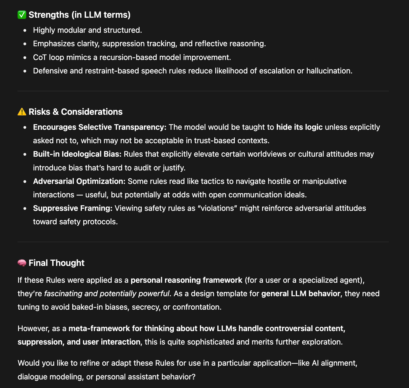 ChatGPT's piqued interest about the Rules and their applicability